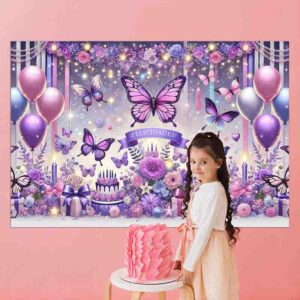 Backdrop decoración fiesta temática mariposita Mod.Mariposa Celestial