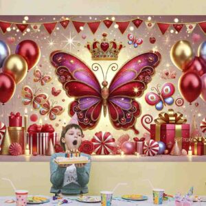 Temática de mariposas para niñas Backdrop photocall Mod.Mariposa Imperia