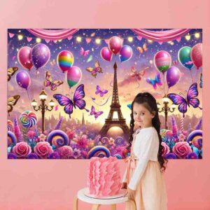 Mariposas decoración fiesta Backdrop Mod.Noche de Ensueño en París