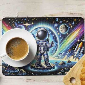 Mantelitos para mesa decoración para fiesta de astronautas Mod.Despegue de Colores