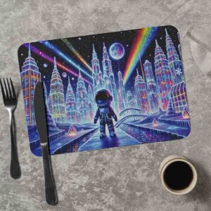 Manteles para mesa decoración de astronauta individual Mod.Ciudad Galáctica