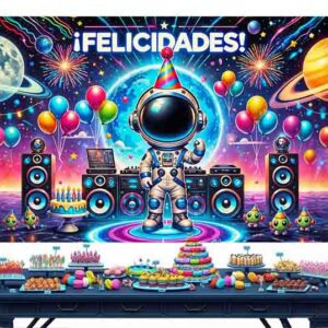 Backdrop cumpleaños decoración espacial Mod.Fiesta Interestelar