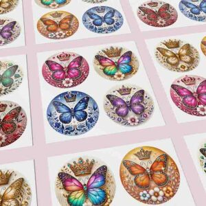 Stickers de mariposas fantasy adhesivas circulares 10 pz
