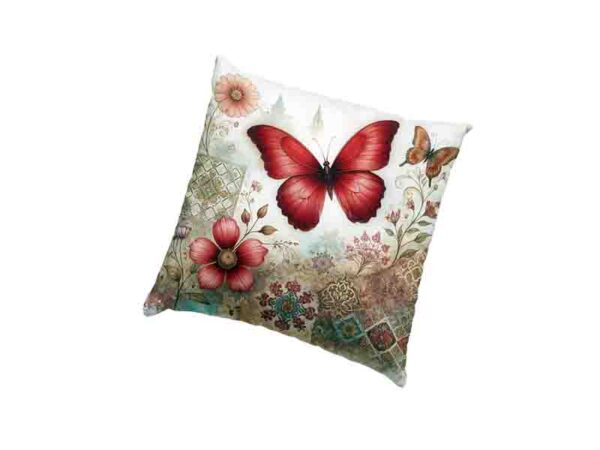 Funda de cojines elegantes decoración de mariposas Mod.Ala de Seda Roja - Image 3