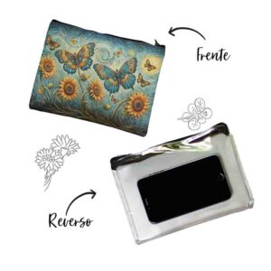 Cosmetiquera transparente de mariposas vintage Mod. Aleteo Celestial