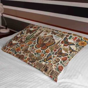 Funda para almohada mariposas decoracion Mod.Aleteo Mexicano