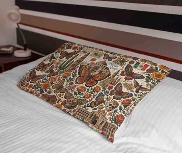 Funda para almohada mariposas decoracion Mod.Aleteo Mexicano