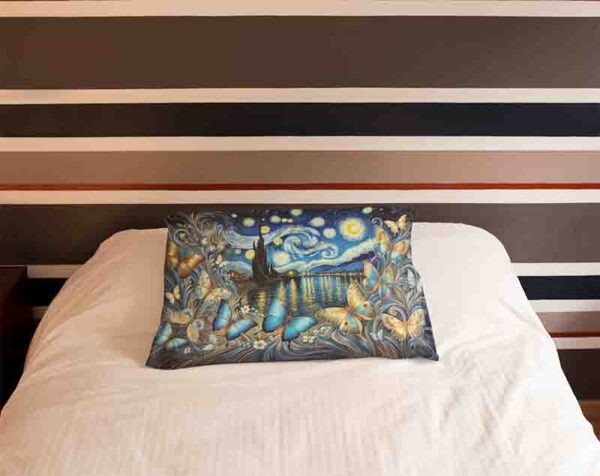 funda de almohada mariposas aesthetic Mod.Aleteo en la Noche Estrellada - Image 3
