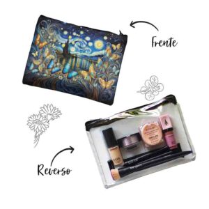 Cosmetiquera pequeña transparente con mariposas Mod.Aleteo en la Noche Estrellada