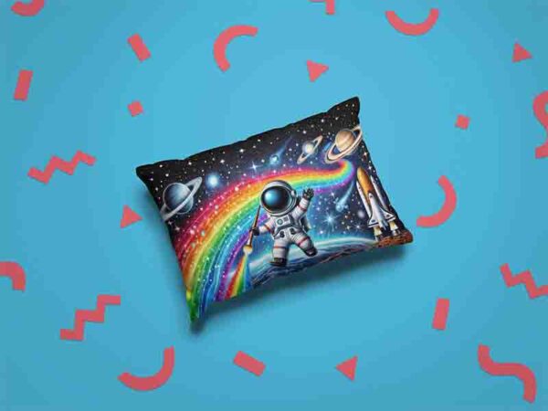 Funda de almohada decoracion de astronauta Mod.Arcoíris Intergaláctico - Image 2