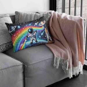 Funda de almohada decoracion de astronauta Mod.Arcoíris Intergaláctico