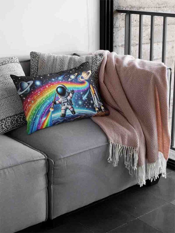 Funda de almohada decoracion de astronauta Mod.Arcoíris Intergaláctico