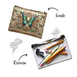 Cosmetiquera transparente de mariposas Elegance Mod.Aura Selvática