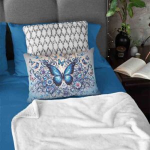 Almohada funda con mariposas Mod.Brillo Celeste