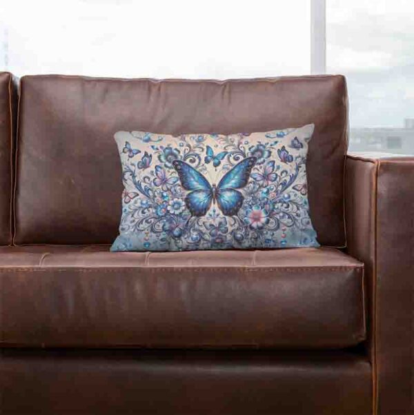 almohada funda con mariposas Mod.Brillo Celeste - Image 2