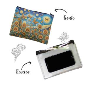 Bolsa cosmetiquera translucida con mariposas Mod.Campos de Sol y Sueños
