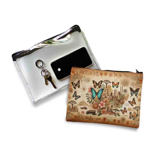 Cosmetiquera de viaje transparente con mariposas Mod.Danza de los Oasis - Image 2