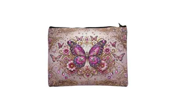 Bolsa cosmetiquera translucida con mariposas Mod.Encanto Rosado - Image 3