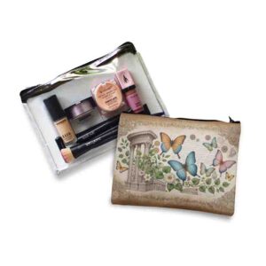 Cosmetiquera de tela transparente de mariposas Mod.Época Dorada