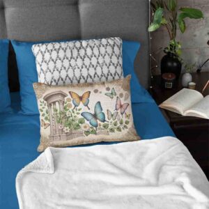 Funda para almohada larga decoracion con mariposa Mod.Época Dorada