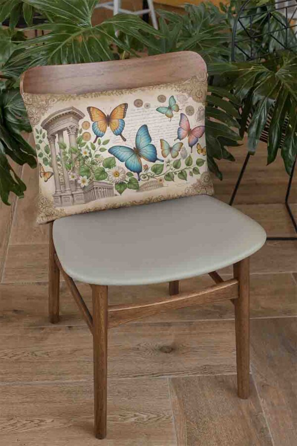 Funda para almohada larga decoracion con mariposa Mod.Época Dorada - Image 2