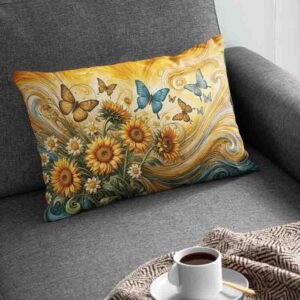 Cubre almohadas mariposas decorativas Mod.Girasoles en Vuelo