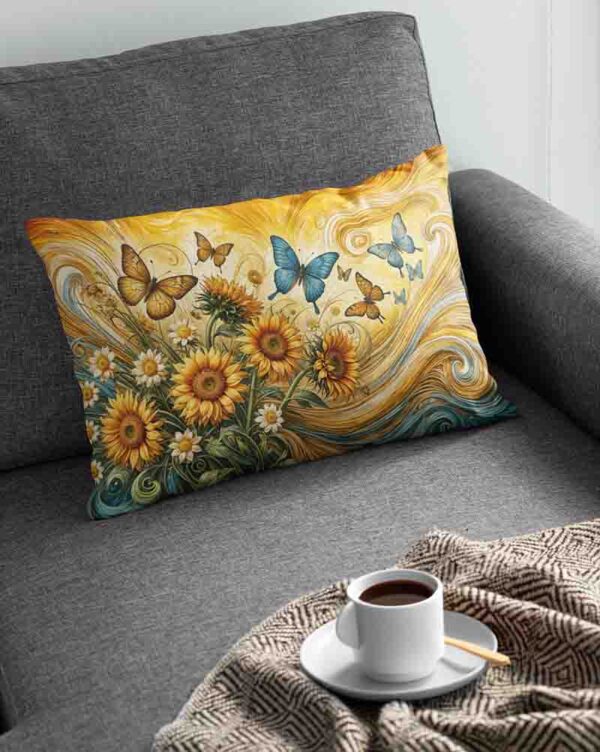 Cubre almohadas mariposas decorativas Mod.Girasoles en Vuelo