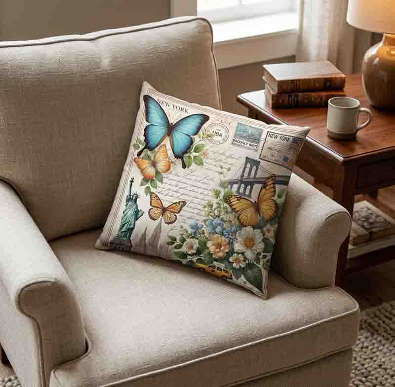 Cojín de mariposa decorativo para sala Mod.Mariposa en Nueva York