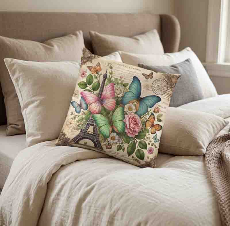 Cojines para niñas decoración de mariposita Mod.Aromas de París