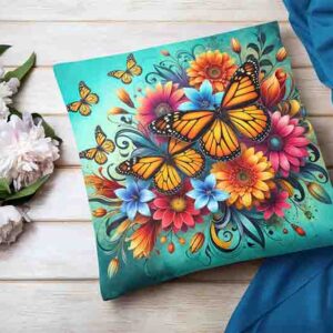 Fundas de cojines decorativos para sala modernos de mariposas Mod.Jardín de Mariposas