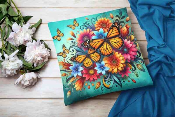 Fundas de cojines decorativos para sala modernos de mariposas Mod.Jardín de Mariposas