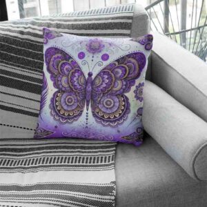 Fundas de cojines elegantes para sala decoración mariposas Mod.Mariposa Púrpura