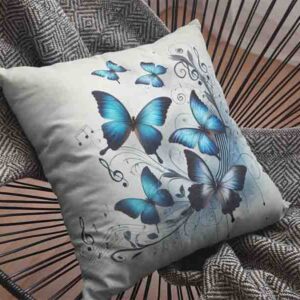 Fundas cojines para cama modernos decoración de mariposas Mod.Melodía Celeste