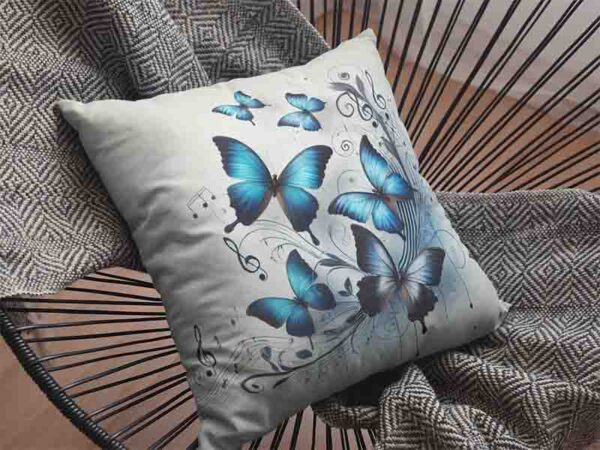 Fundas cojines para cama modernos decoración de mariposas Mod.Melodía Celeste