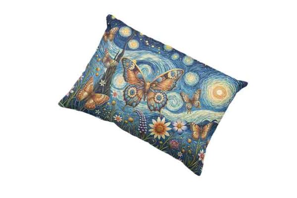 Funda para almohada larga decoracion con mariposa Mod.Noches de Van Gogh - Image 2
