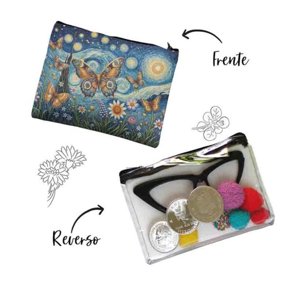 Cosmetiquera de maquillaje transparente con mariposas Mod.Noches de Van Gogh - Image 2