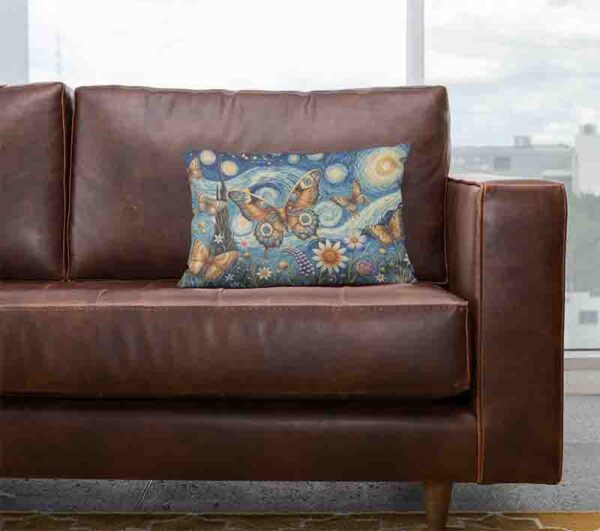 Funda para almohada larga decoracion con mariposa Mod.Noches de Van Gogh - Image 3