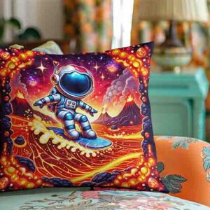 Fundas cojines decorativos tematica astronauta Mod.Ola Volcánica