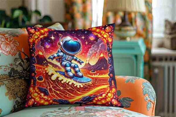 Fundas cojines decorativos tematica astronauta Mod.Ola Volcánica