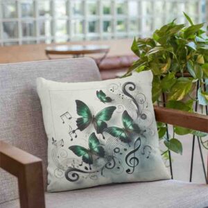 Fundas de cojines decorativos para muebles mariposas para decorar Mod.Ritmo de Alas Verdes