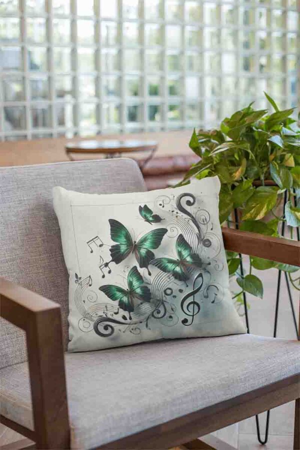 Fundas de cojines decorativos para muebles mariposas para decorar Mod.Ritmo de Alas Verdes