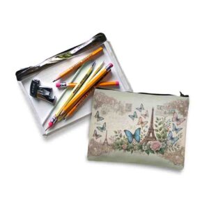 Cosmetiquera pequeña transparente con mariposas Mod.Suspiros de la Torre Eiffel