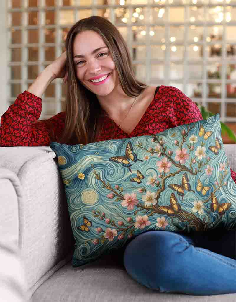 Fundas para almohadas economicas de mariposas Mod.Viento de Estrellas