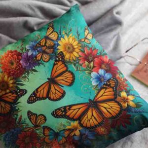 Fundas para cojines de sala de mariposas Mod.Vuelo Monarca