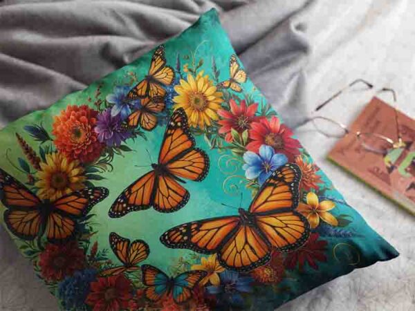 Fundas para cojines de sala de mariposas Mod.Vuelo Monarca
