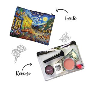 Cosmetiquera pequeña transparente con mariposas Mod.Vuelo en la Eternidad