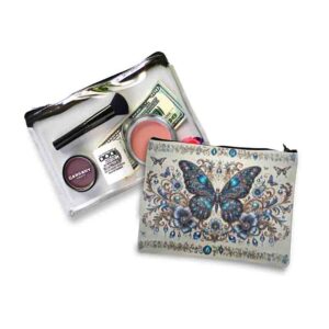 Cosmetiquera de maquillaje transparente con mariposas Mod.Zafiro Real