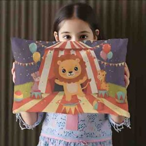 Funda infantil para almohada con diseño divertido de Circo Mod. Kiut Rey Leoncito