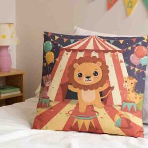 Cojin decorativo infantil de Circo magia y diversión en casa Mod. Kiut Leoncito Pop