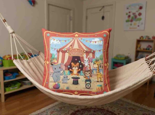 Cojín circo alegre y acogedor para espacios infantiles Mod. Kawaii Mini Cirquito